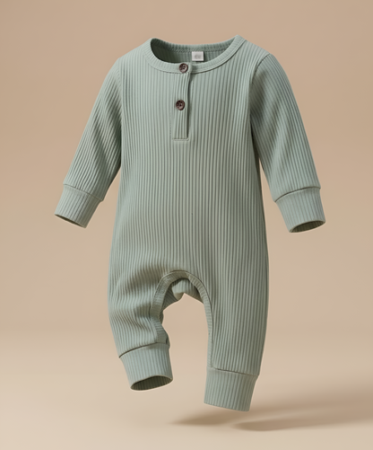 Cozy Ribbed Baby Romper – Long Sleeve