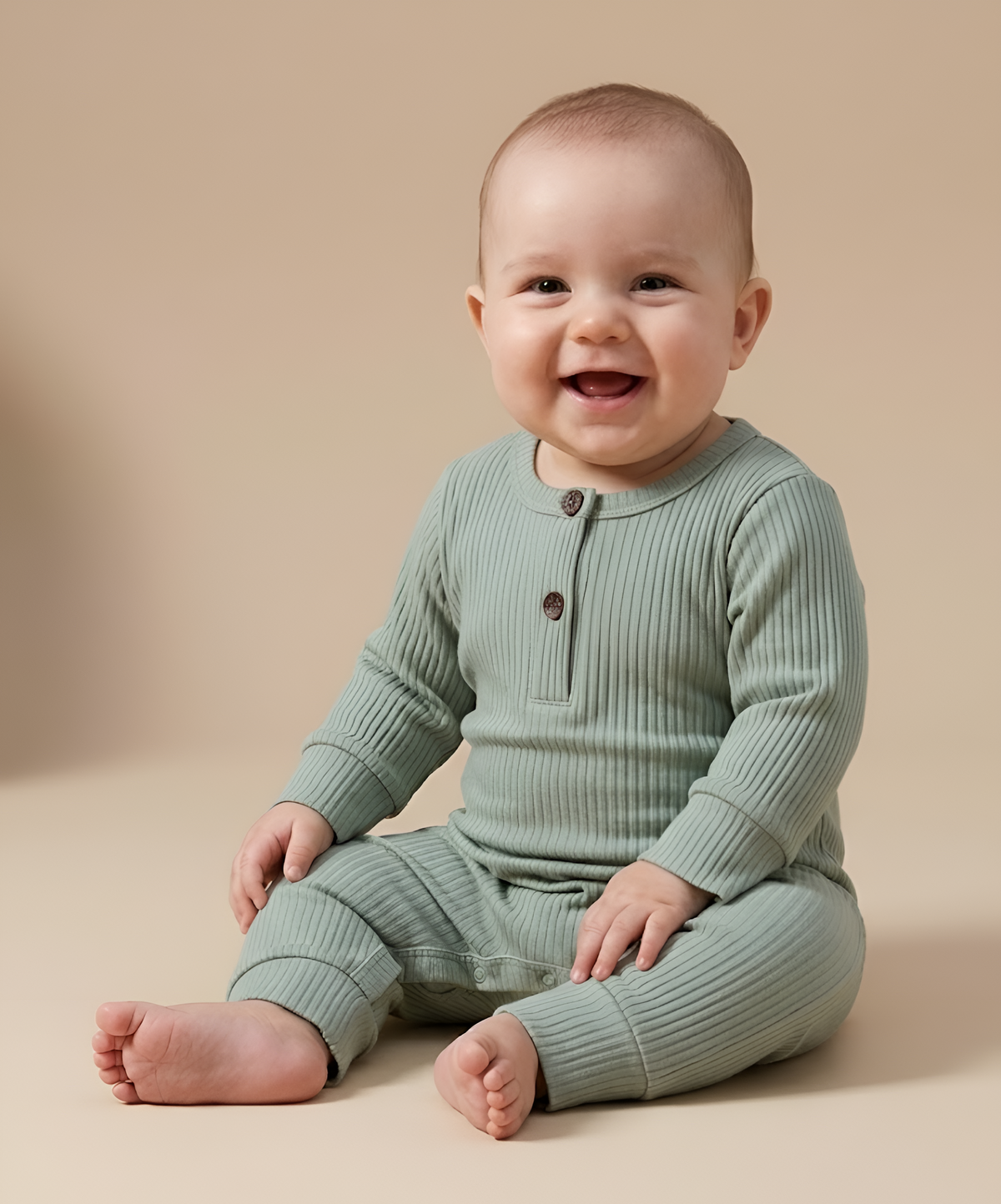 Cozy Ribbed Baby Romper – Long Sleeve