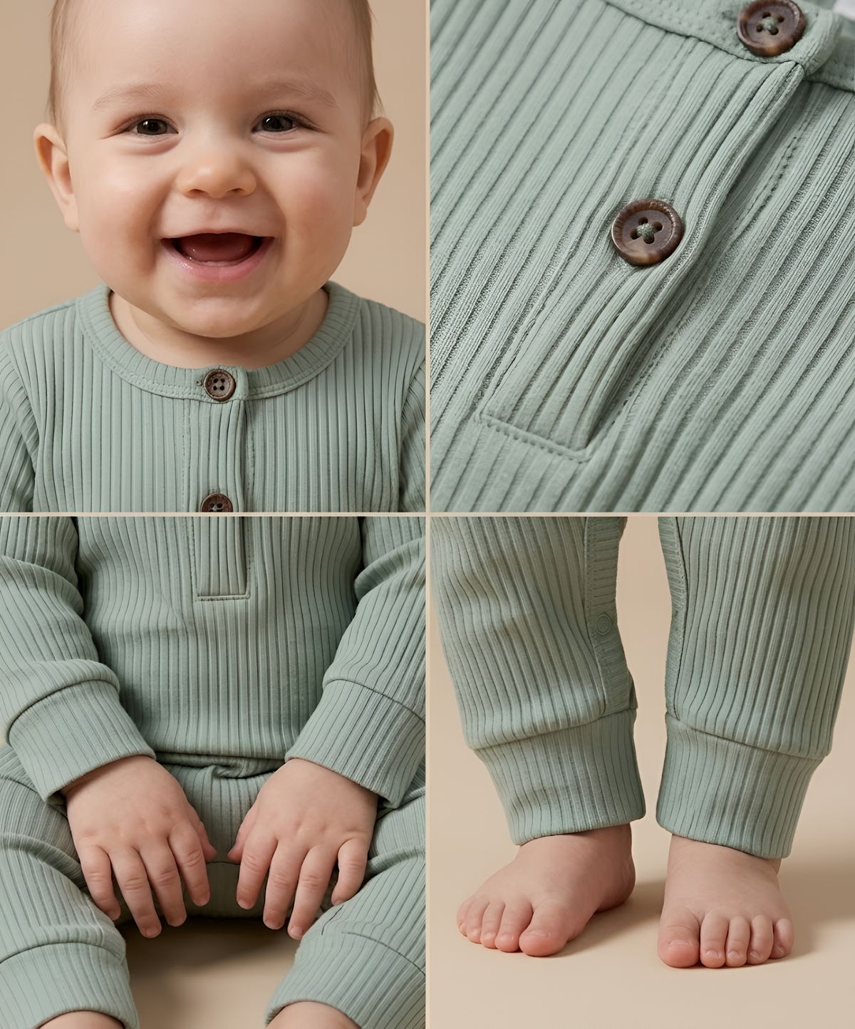 Cozy Ribbed Baby Romper – Long Sleeve