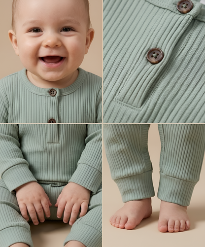 Cozy Ribbed Baby Romper – Long Sleeve