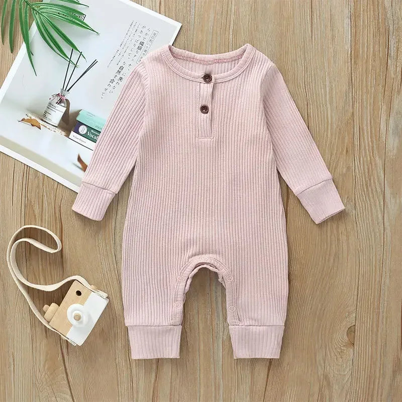 Cozy Ribbed Baby Romper – Long Sleeve